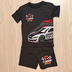 NASCAR Boys Racing T-Shirt Shorts Set Black Size 6/7 NWOT